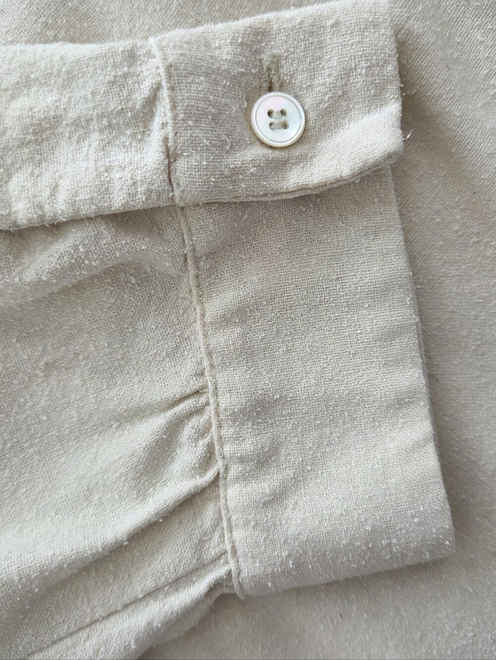 MASSCOB Cream Ruffle Button-Front Blouse - Picture 5 of 5
